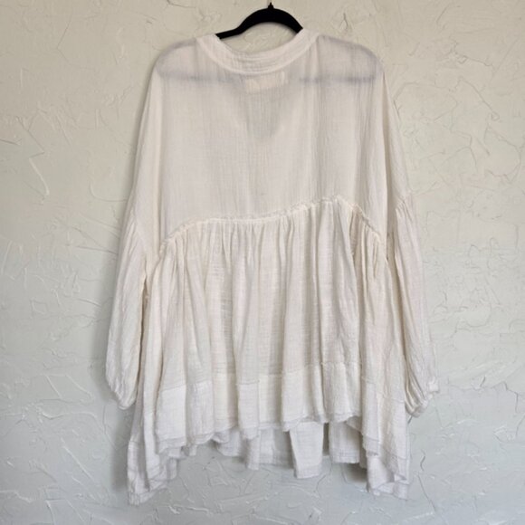 Free People Oversized Half Button Keeping It Cool Tunic Top, L - Picture 7 of 11